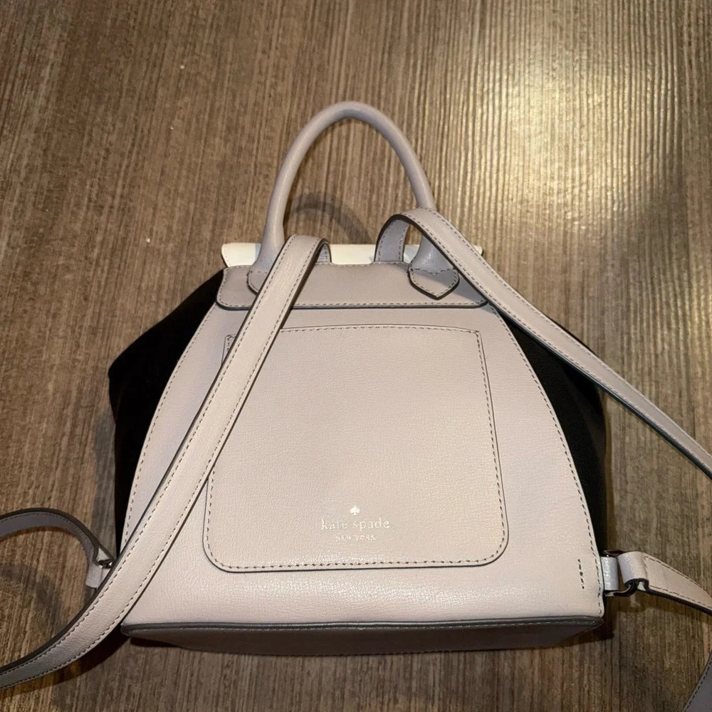 KATE SPADE ADEL MEDIUM FLAP BACKPACK — Three-Tone Leather- Cream,Taupe,Black - Picture 5 of 14